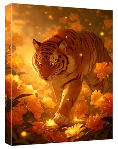Malen Nach Zahlen Erwachsene Tiger, Paint by Numbers Adult DIY Set Erwachsene Malen Nach Zahlen Tier mit 3 Pinsel und Acrylpigment knitterfreie Leinwand Kit für Anfänger Home Dekor 90x135cm, Model440 von Zhnncfgg