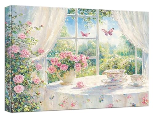 Malen Nach Zahlen Erwachsene Vase Malen Nach Zahlen Vor dem Fenster Paint by Numbers DIY GemäLde Kit mit 3 Maler Pinsel und Acrylpigment, Kreatives für Erwachsene für Home Decor, 100x150cm, Model628 von Zhnncfgg