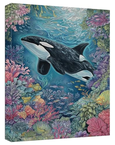 Malen Nach Zahlen Erwachsene Wal, Paint by Numbers Adult DIY Set Erwachsene Malen Nach Zahlen Tier mit 3 Pinsel und Acrylpigment knitterfreie Leinwand Kit für Anfänger Home Dekor, 80x120cm, Model53 von Zhnncfgg