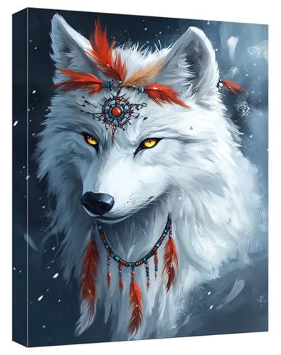 Malen Nach Zahlen Erwachsene Wolf, Paint by Numbers Adult DIY Set Erwachsene Malen Nach Zahlen Feder mit 3 Pinsel und Acrylpigment knitterfreie Leinwand Kit für Anfänger Home Dekor 40x50cm, Model452 Malen Nach Zahlen Erwachsene Wolf, Paint by Numbers Adult DIY Set Erwachsene Malen Nach Zahlen Feder mit 3 Pinsel und Acrylpigment knitterfreie Leinwand Kit für Anfänger Home Dekor 40x50cm, Model452 von Zhnncfgg