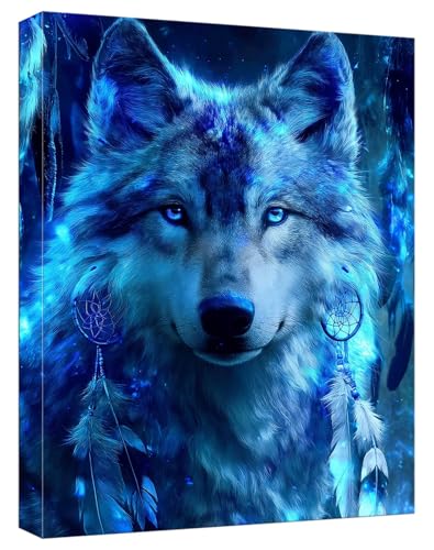Malen Nach Zahlen Erwachsene Wolf Malen Nach Zahlen Feder Paint by Numbers DIY GemäLde Kit mit 3 Maler Pinsel und Acrylpigment, Kreatives für Erwachsene Geschenk, für Home Decor, 60x90cm, Model64 von Zhnncfgg