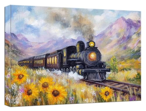 Malen Nach Zahlen Erwachsene Zug Malen Nach Zahlen Schiene Paint by Numbers DIY GemäLde Kit mit 3 Maler Pinsel und Acrylpigment, Kreatives für Erwachsene Geschenk, für Home Decor, 90x135cm, Model574 von Zhnncfgg
