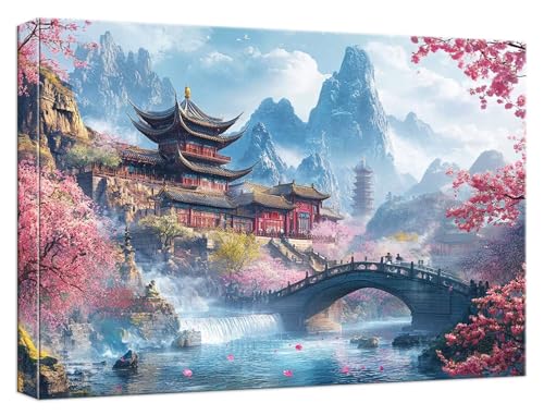 Malen Nach Zahlen Erwachsene japanisch Malen Nach Zahlen Landschaft Paint by Numbers DIY GemäLde Kit mit 3 Maler Pinsel und Acrylpigment, Kreatives für Erwachsene Geschenk Anfänger, 20x30cm, Model547 von Zhnncfgg