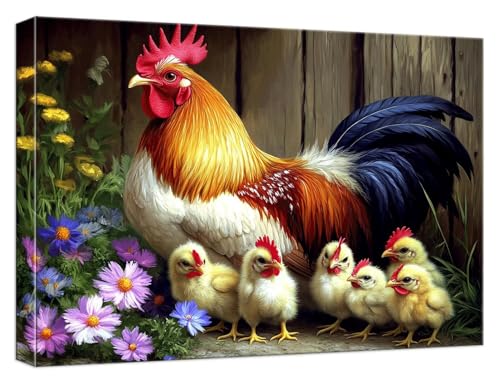 Malen Nach Zahlen Großer Hahn Malen Nach Zahlen Kinder ab 7 Tier DIY Basteln Erwachsene Handgemalt Ölgemälde Mit 3 Pinseln Acrylfarbe Knitterfreie Leinwand für Geschenke Home Dekor 100x150cm, Model669 von Zhnncfgg