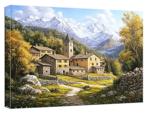 Malen Nach Zahlen Kabine Malen Nach Zahlen Kinder ab 7 Landschaft DIY Anfänger Basteln Erwachsene Handgemalt Ölgemälde Mit 3 Pinseln Acrylfarbe Knitterfreie Leinwand für Home Dekor 20x30cm, Model576 von Zhnncfgg