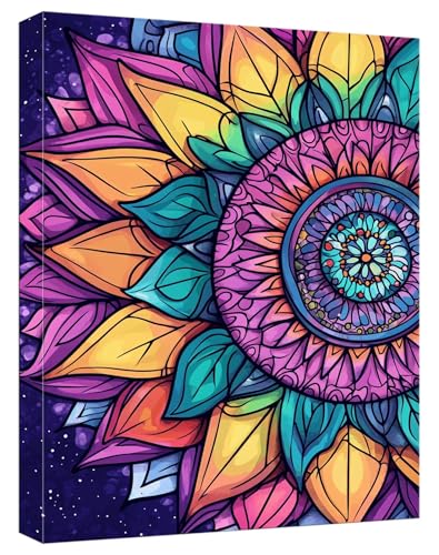 Malen Nach Zahlen Mandala Malen Nach Zahlen Kinder ab 7 Blumen DIY Anfänger Basteln Erwachsene Handgemalt Ölgemälde Mit 3 Pinseln und Acrylfarbe Knitterfreie Leinwand für Home Dekor 80x120cm, Model57 von Zhnncfgg