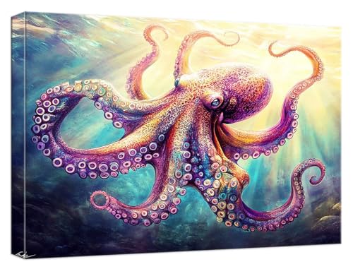 Malen Nach Zahlen Oktopus Malen Nach Zahlen Kinder ab 7 Tier DIY Basteln Erwachsene Handgemalt Ölgemälde Mit 3 Pinseln und Acrylfarbe Knitterfreie Leinwand für Geschenke Home Dekor 70x100cm, Model558 von Zhnncfgg