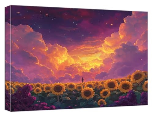 Malen Nach Zahlen Sonnenblume Malen Nach Zahlen Kinder ab 7 Landschaft DIY Anfänger Basteln Erwachsene Handgemalt Ölgemälde Mit 3 Pinseln und Acrylfarbe für Geschenke Home Dekor 70x100cm, Model846 von Zhnncfgg