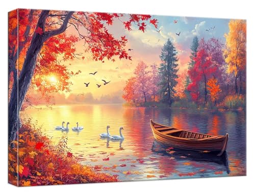 Malen Nach Zahlen Sonnenuntergang Malen Nach Zahlen Kinder ab 7 Landschaft DIY Anfänger Basteln Erwachsene Handgemalt Ölgemälde Mit 3 Pinseln und Acrylfarbe für Geschenke Home Dekor 20x30cm, Model549 von Zhnncfgg