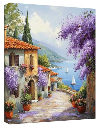 Malen Nach Zahlen Straße Malen Nach Zahlen Kinder ab 7 Landschaft DIY Anfänger Basteln Erwachsene Handgemalt Ölgemälde Mit 3 Pinseln und Acrylfarbe Knitterfreie Leinwand für Home Dekor 60x90cm,Model42 von Zhnncfgg