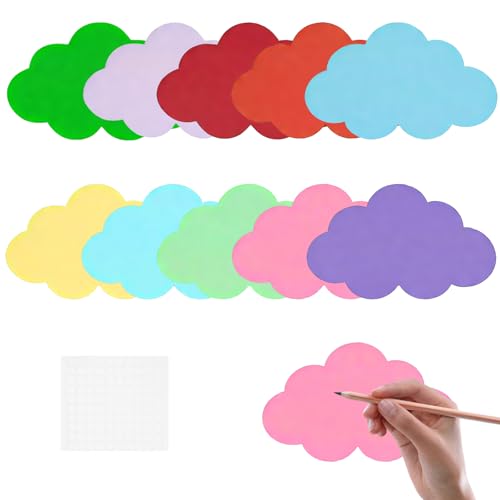 100 Stück Wolken Moderationskarten Mit 102 Selbstklebende Klettband,10 Farben Moderationskarten,Für Büro Schule Präsentationen Vorträge Moderationen Flipchart Papier (23 X 14cm) von ZhongShuang