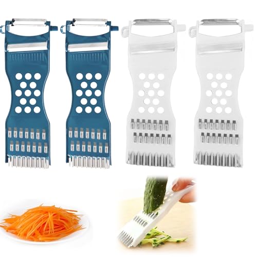 4 Stück Gemüseschneider,Reibe Für Gemüse,Kitchen Tool für Praktisches Design und langlebig(2 blau + 2 weiß) von ZhongShuang