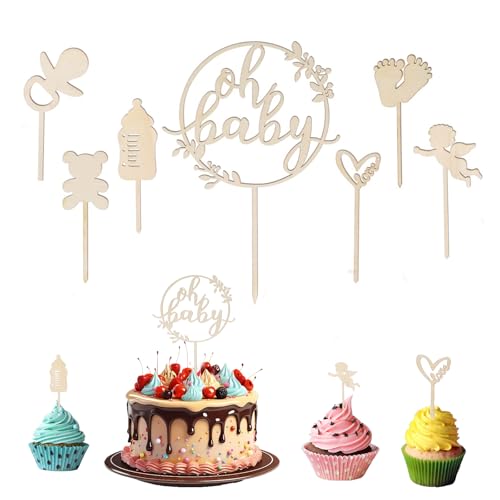 7 Stück Oh Baby Cake Topper Holz,Kuchen Topper Babyparty Tortendeko Für Baby Shower,Gender Reveal Party Deko 7 Stück Oh Baby Cake Topper Holz,Kuchen Topper Babyparty Tortendeko Für Baby Shower,Gender Reveal Party Deko von ZhongShuang