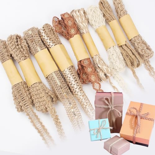 9 Rollen Juteband Natur,Vintage Juteband, Natur Stoffband,Geschenkband, Sackleinen Band Burlap Für Diy Geschenke Verpackung Weihnachten Hochzeit Party Basteln 9 Rollen Juteband Natur,Vintage Juteband, Natur Stoffband,Geschenkband, Sackleinen Band Burlap Für Diy Geschenke Verpackung Weihnachten Hochzeit Party Basteln von ZhongShuang