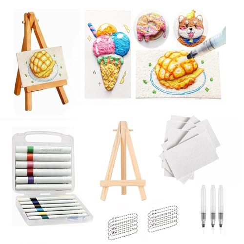 Magisches Textur-Malset,3d Zeichnen Leinwand Schwamm Mit 12 Farben Stifte,3 Writing Brush(Klein, Mittel Und Groß), 10 Perlenketten Und Mini-Tafel,Schaumstoff-Textur-Malpapier Für Kinder Diy (Rechteck) von ZhongShuang