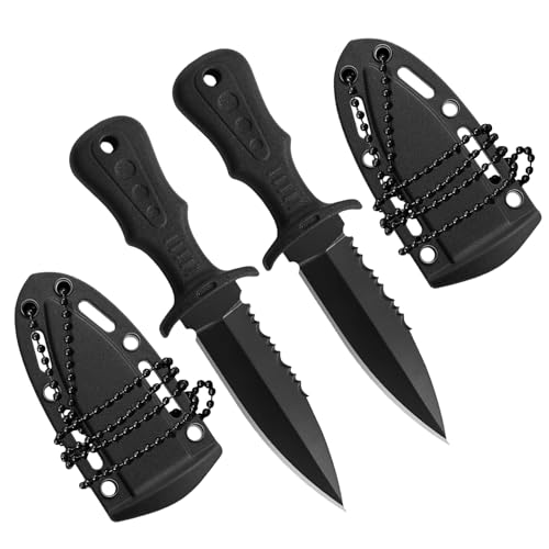 ZhongShuang 2Pcs Neck Knife,Messer Outdoor Ketten Messer Outdoor Messer Gürtelmesser Edelstahl mit Gezackt mit Kunststoffscheide und Kugelkette für den Einsatz im Freien Selbstverteidigung ZhongShuang 2Pcs Neck Knife,Messer Outdoor Ketten Messer Outdoor Messer Gürtelmesser Edelstahl mit Gezackt mit Kunststoffscheide und Kugelkette für den Einsatz im Freien Selbstverteidigung von ZhongShuang