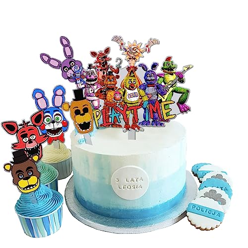 FNAF Happy Birthday 6Pcs Cupcake Topper - Security Breach Fazbear's Piazzaria Tortendeko Geburtstag für Kinder Mama Geburtstag Party Dekoration Supplies von Zhongkaihua