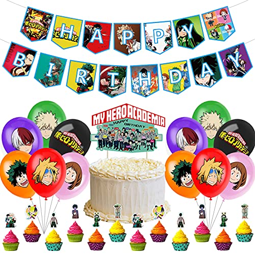 My Hero Academia Dekoration Birthday Accessories Cake Decorating Set Including 1 Birthday Banner, 1 Cake Decoration, 12 Cupcake Toppers, 12 Latex Balloons My Hero Academia Dekoration Birthday Accessories Cake Decorating Set Including 1 Birthday Banner, 1 Cake Decoration, 12 Cupcake Toppers, 12 Latex Balloons von Zhongkaihua