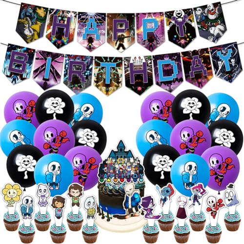 Undertale Geburtstagsparty-Party-Pakete, Sans Chara "Happy Birthday" Alphabet Flagge Einfügen Banner Luftballons Kuchen Topper Geburtstagsfeier Anime Dekorationen Geburtstag für Fans Undertale Geburtstagsparty-Party-Pakete, Sans Chara "Happy Birthday" Alphabet Flagge Einfügen Banner Luftballons Kuchen Topper Geburtstagsfeier Anime Dekorationen Geburtstag für Fans von Zhongkaihua