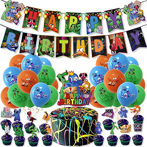 Zhongkaihua 33-teiliges Regenbogen-Freunde-Geburtstagsparty-Dekorations-Luftballons-Set enthält 1 Banner, 16 Cupcake-Topper, 18 Luftballons, 2 Ballonband für Mottoparty-Dekoration von Zhongkaihua