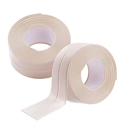 Zhongtou 2 Stück Dichtband Selbstklebend Wasserdichtes Klebeband Beige PVC 22 mm x 3,2 m Dichtungsband für Küchenarbeitsplatte Badezimmer Toilette von Zhongtou
