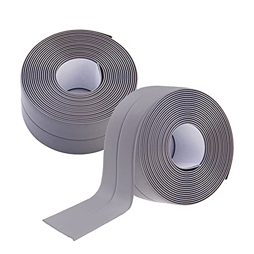 Zhongtou 2 Stück Dichtband Selbstklebend Wasserdichtes Klebeband Grau PVC 22 mm x 3,2 m Dichtungsband für Küchenarbeitsplatte Badezimmer Toilette von Zhongtou