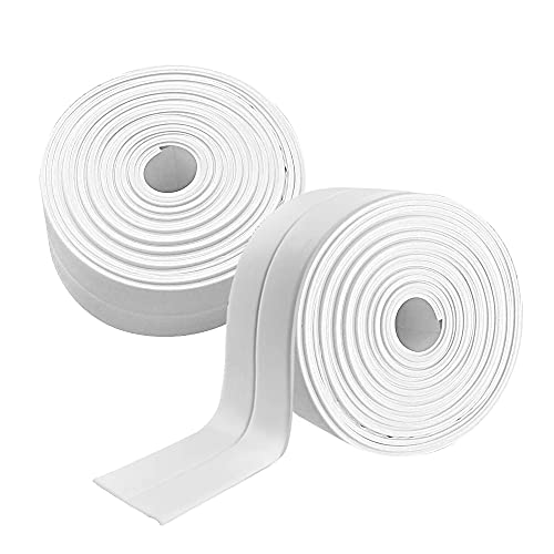 Zhongtou 2 Stück Dichtband Selbstklebend Wasserdichtes Klebeband Weiß PVC 22 mm x 3,2 m Dichtungsband für Küchenarbeitsplatte Badezimmer Toilette von Zhongtou
