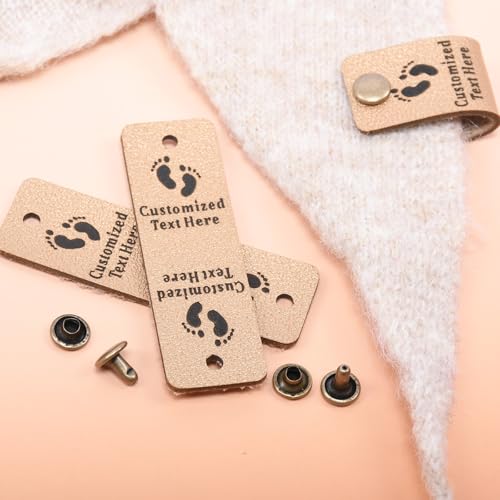 Individuelle Leder-Logo-Etiketten zum Stricken von Kleidung, handgefertigte Etiketten mit Nieten zum Häkeln und Nähen, Zubehör, Kleidungsetiketten (50 Stück) von Zhongzhi