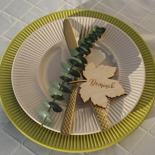 Personalisierte, rustikale Hochzeits-Tischkarten, benutzerdefinierte Holz-Ahornblatt-Namensschilder, lasergeschnitten, für Herbst-Tischdekorationen (20 Stück) von Zhongzhi