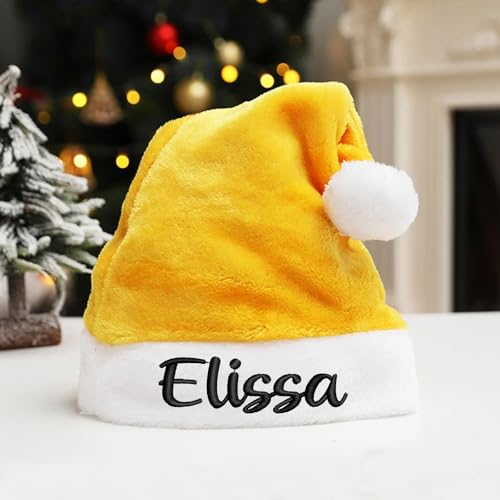 Zhongzhi Personalisierte Weihnachtsmütze, personalisierter Name, Weihnachtsmannmütze, Weihnachtsmannmütze, Weihnachtsdekoration, Gelb Zhongzhi Personalisierte Weihnachtsmütze, personalisierter Name, Weihnachtsmannmütze, Weihnachtsmannmütze, Weihnachtsdekoration, Gelb von Zhongzhi