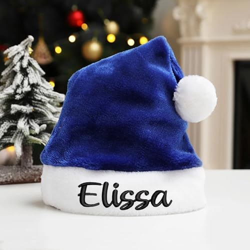 Zhongzhi Weihnachtsmütze, personalisierbarer Name, Weihnachtsmannmütze, personalisierter Name, Weihnachtsdekoration, Blau von Zhongzhi