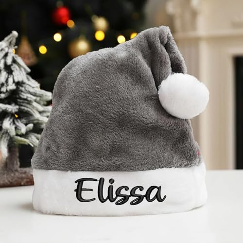 Zhongzhi Weihnachtsmütze, personalisierbarer Name, Weihnachtsmannmütze, personalisierter Name, Weihnachtsmütze, Weihnachtsdekoration, Grau von Zhongzhi
