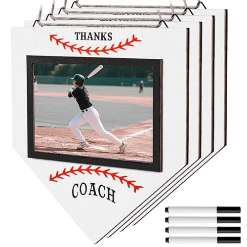 ZhowHoHo 4er-Set Bilderrahmen mit Signaturstiften für 10,2 x 15,2 cm große Plattenfotos, Holz-Bilderrahmen, Dankes-Baseball-Trainer, Geschenk von Team-Trainern, Wertschätzung, Heimschild ZhowHoHo 4er-Set Bilderrahmen mit Signaturstiften für 10,2 x 15,2 cm große Plattenfotos, Holz-Bilderrahmen, Dankes-Baseball-Trainer, Geschenk von Team-Trainern, Wertschätzung, Heimschild von ZhowHoHo