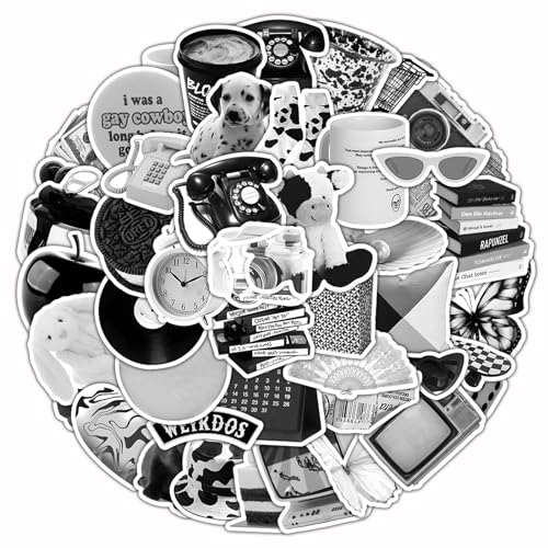 Zhtulck Vintage Sticker, 60 Stücke Aesthetic Aufkleber, Sticker Aesthetic, Boho Aesthetic Stickers Perfekt für Laptop、Gitarre, iPad、Skateboard – Stickers Kollektion (Schwarz und weiß) Zhtulck Vintage Sticker, 60 Stücke Aesthetic Aufkleber, Sticker Aesthetic, Boho Aesthetic Stickers Perfekt für Laptop、Gitarre, iPad、Skateboard – Stickers Kollektion (Schwarz und weiß) von Zhtulck