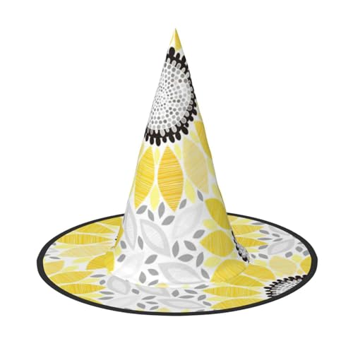 Zhuanyun Abstrakter Sonnenblumen-Druck, Halloween-Hut, Halloween-Kostüm, Zubehör, Kopfschmuck, Partyzubehör, Hexenhut von Zhuanyun