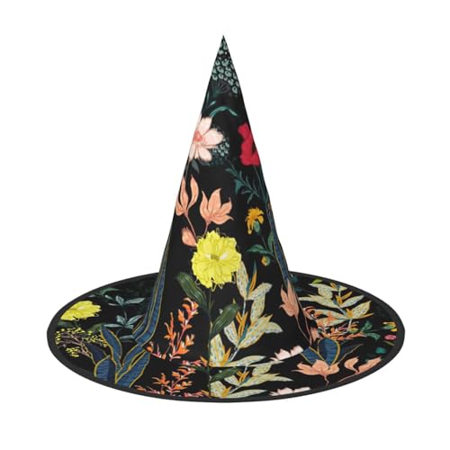 Zhuanyun Bunter Boho-Blumendruck, Halloween-Hut, Halloween-Kostüm, Zubehör, Kopfschmuck, Partyzubehör, Hexenhut von Zhuanyun