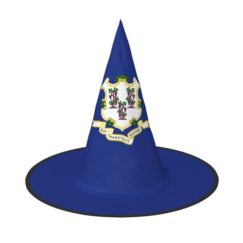 Zhuanyun Connecticut State Flag Print Halloween Hut Halloween Kostüm Zubehör Kopfschmuck Party Zubehör Hexenhut von Zhuanyun
