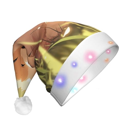Zhuanyun Dackel-Druck Flanell Nikolausmützen Weihnachtsmützen mit LED-Lichtern Nikolausmütze für Kostümpartys Zhuanyun Dackel-Druck Flanell Nikolausmützen Weihnachtsmützen mit LED-Lichtern Nikolausmütze für Kostümpartys von Zhuanyun
