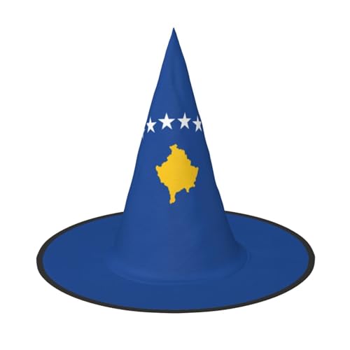 Zhuanyun Flagge des Kosovo-Druck, Halloween-Hut, Halloween-Kostüm, Zubehör, Kopfschmuck, Partyzubehör, Hexenhut von Zhuanyun