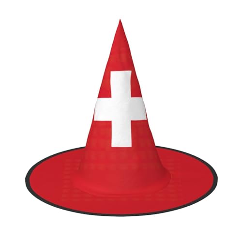 Zhuanyun Halloween-Hut mit Schweizer Flagge, Halloween-Kostüm, Zubehör, Kopfschmuck, Partyzubehör, Hexenhut von Zhuanyun