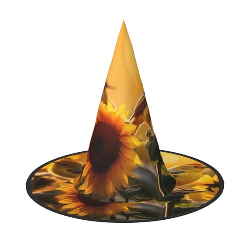Zhuanyun Halloween-Hut mit Vögeln und Sonnenblumen-Druck, Halloween-Kostüm, Zubehör, Kopfschmuck, Partyzubehör, Hexenhut Zhuanyun Halloween-Hut mit Vögeln und Sonnenblumen-Druck, Halloween-Kostüm, Zubehör, Kopfschmuck, Partyzubehör, Hexenhut von Zhuanyun