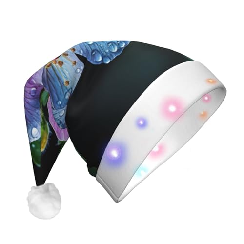 Zhuanyun Lila Blumendruck Flanell Nikolausmützen Weihnachtsmützen mit LED-Lichtern Nikolausmütze für Kostümpartys Zhuanyun Lila Blumendruck Flanell Nikolausmützen Weihnachtsmützen mit LED-Lichtern Nikolausmütze für Kostümpartys von Zhuanyun