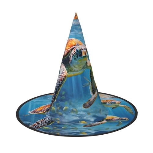 Zhuanyun Meeresschildkröten Druck Halloween Hut Halloween Kostüm Zubehör Kopfschmuck Party Zubehör Hexenhut von Zhuanyun
