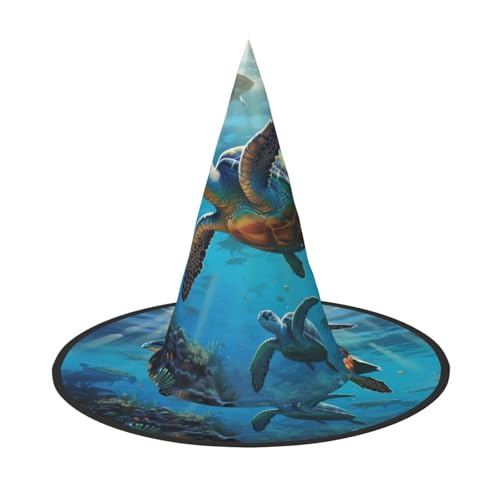 Zhuanyun Meeresschildkröten Druck Halloween Hut Halloween Kostüm Zubehör Kopfschmuck Party Zubehör Hexenhut von Zhuanyun
