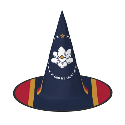Zhuanyun Mississippi State Flag Print Halloween Hut Halloween Kostüm Zubehör Kopfschmuck Party Zubehör Hexenhut von Zhuanyun