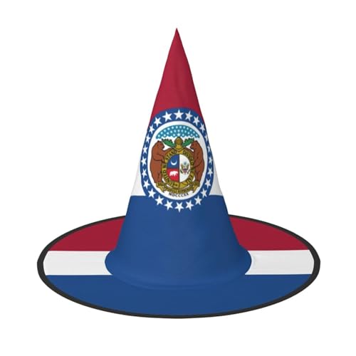 Zhuanyun Missouri State Flag Print Halloween Hut Halloween Kostüm Zubehör Kopfschmuck Party Zubehör Hexenhut von Zhuanyun