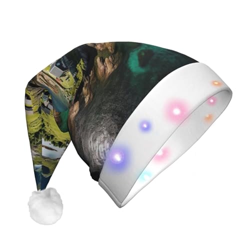 Zhuanyun Norwegen Inseln Druck Flanell Nikolausmützen Weihnachtsmützen mit LED-Lichtern Nikolausmütze für Kostümpartys Zhuanyun Norwegen Inseln Druck Flanell Nikolausmützen Weihnachtsmützen mit LED-Lichtern Nikolausmütze für Kostümpartys von Zhuanyun