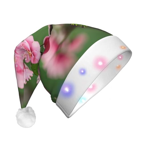 Zhuanyun Rote Kirschblüten Druck Flanell Nikolausmützen Weihnachtsmützen mit LED-Lichtern Nikolausmütze für Kostümpartys Zhuanyun Rote Kirschblüten Druck Flanell Nikolausmützen Weihnachtsmützen mit LED-Lichtern Nikolausmütze für Kostümpartys von Zhuanyun
