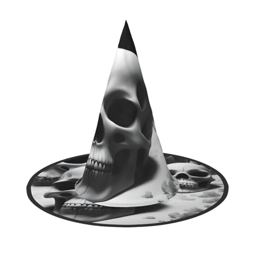 Zhuanyun Schwarz-weißer Totenkopf-Druck, Halloween-Hut, Halloween-Kostüm, Zubehör, Kopfschmuck, Partyzubehör, Hexenhut von Zhuanyun