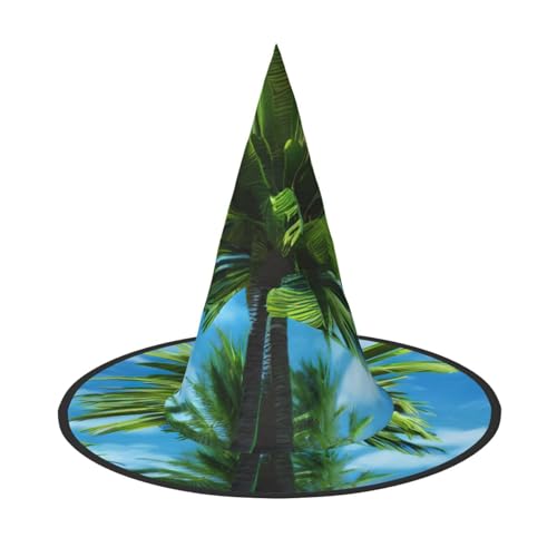 Zhuanyun Sommerhut mit Palmen-Druck, Halloween-Kostüm, Zubehör, Kopfschmuck, Partyzubehör, Hexenhut von Zhuanyun